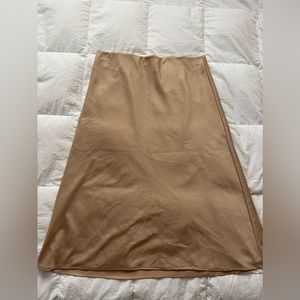 Beige Midi Satin Skirt